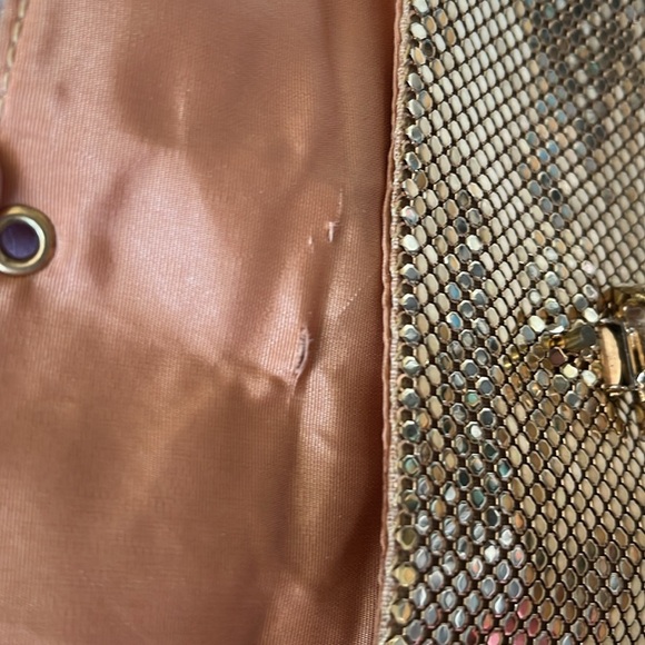 Vintage Whiting & Davis Gold Chainmail Clutch Rhinestone Clasp - Picture 12 of 15